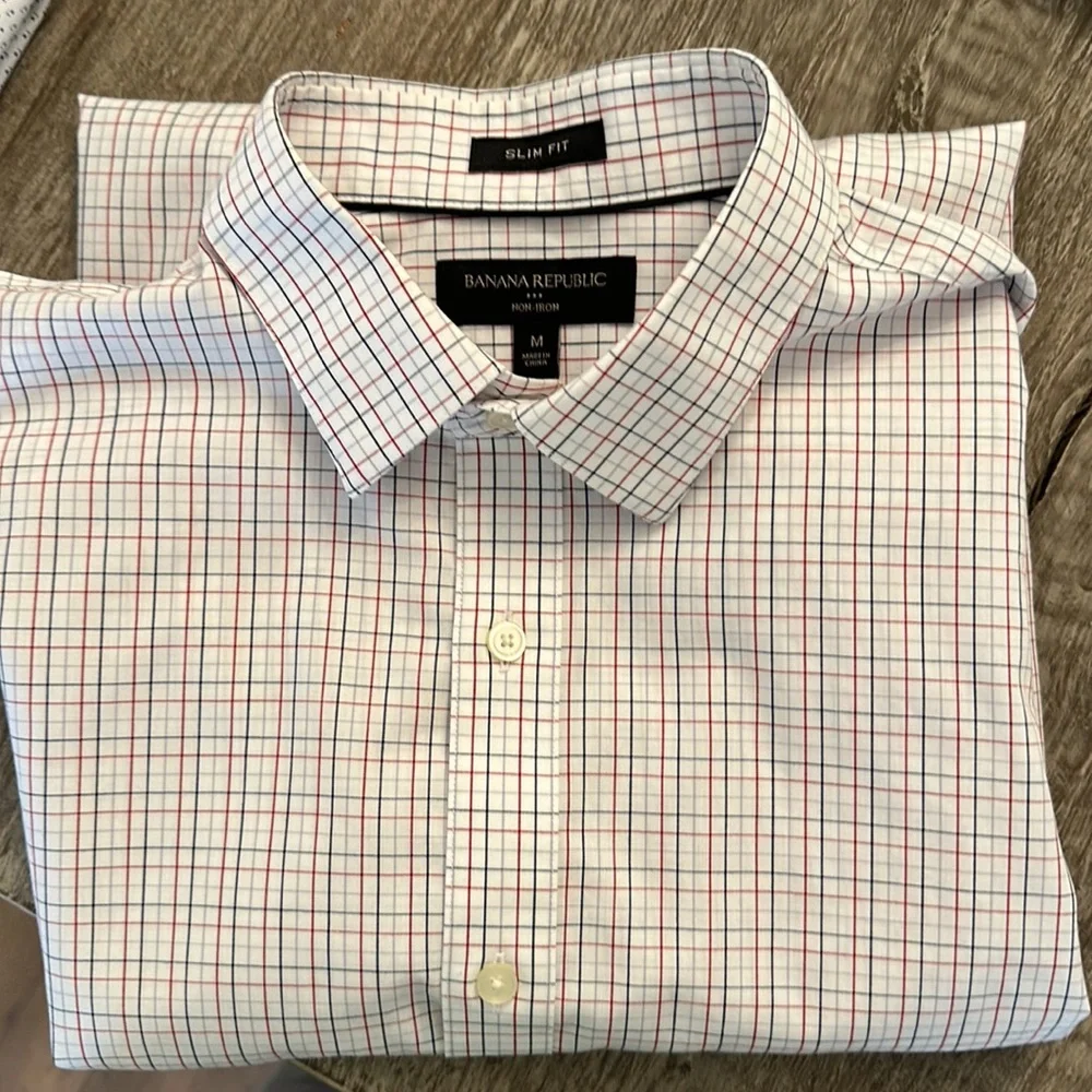 3 Banana Republic Mens Medium Slim Fit Button Down Dress Shirts - Picture 3 of 8